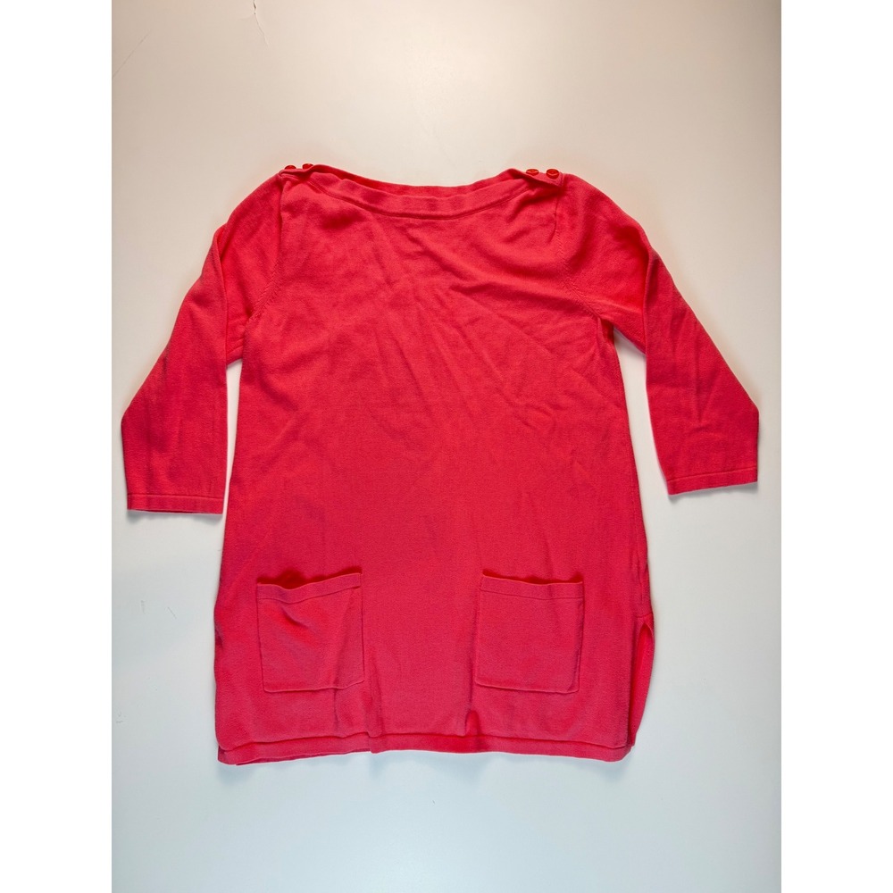 Jeanne Pierre Pink Cotton Knit Boat Neck‎ Tunic Sweater with Pockets Mens M